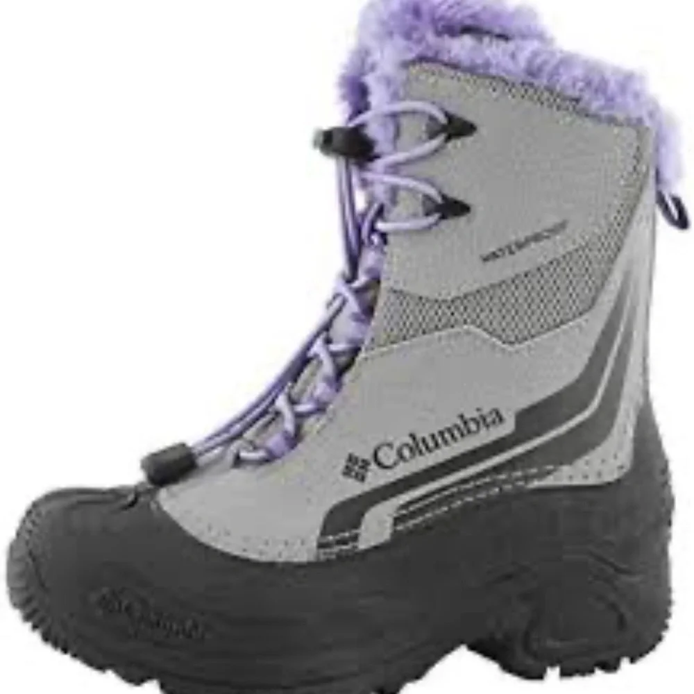 🤍💜💎💎Columbia Kids' Black and Lavender Snow Boots